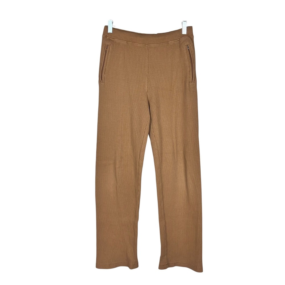 Skims Waffle Jogger Pants Ochre Brown High Rise Lounge Straight Leg Womens M